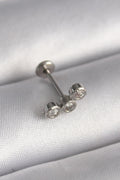 Mey İthalat® 316L Çelik Gümüş Renk Zirkon Taşlı Tragus Piercing