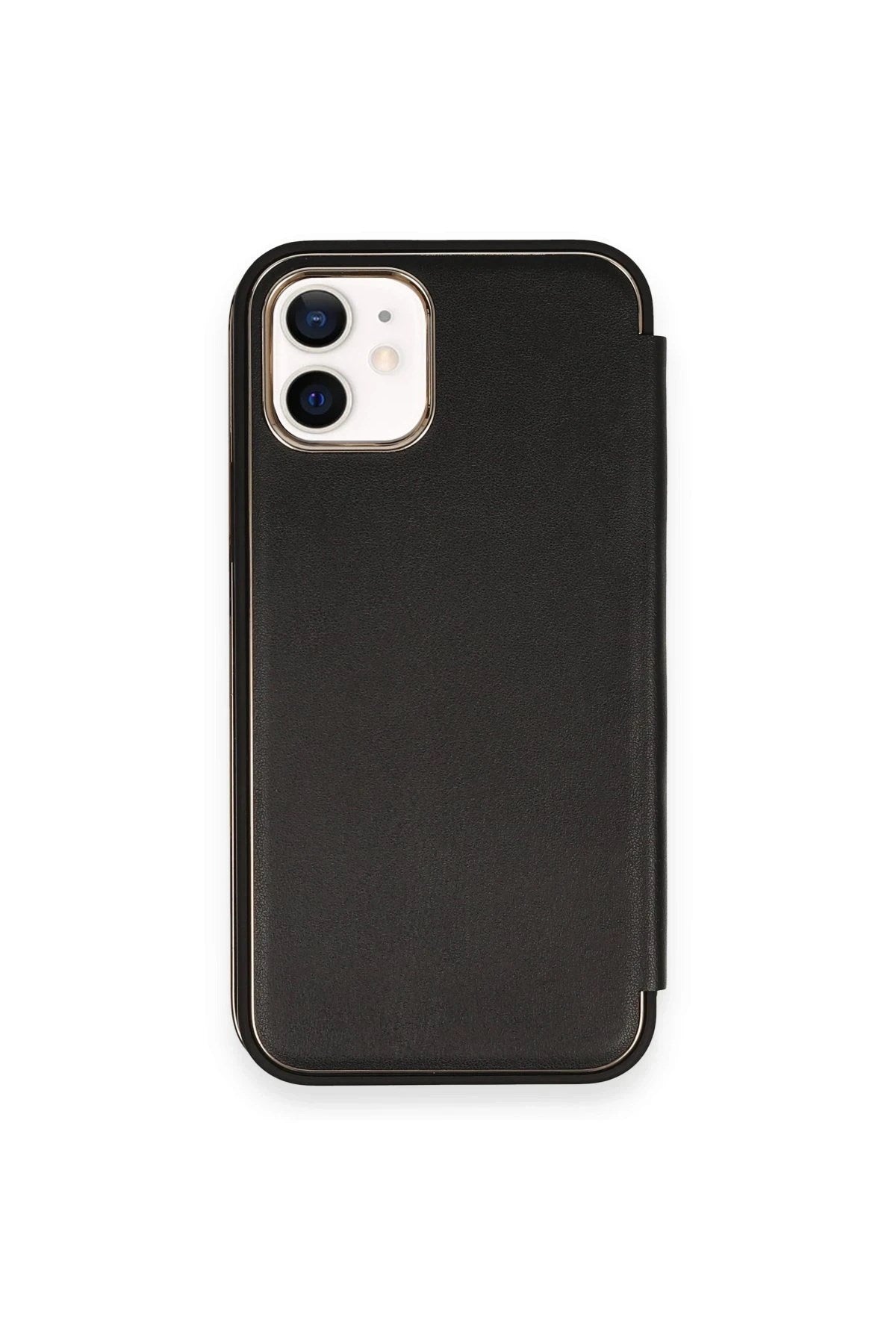 Mey İthalat® iPhone 12 Kılıf Dolpin Kapaklı - Siyah