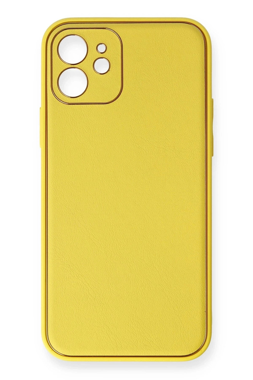 Mey İthalat® iPhone 12 Kılıf Coco Deri Silikon Kapak - Sarı