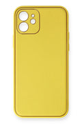Mey İthalat® iPhone 12 Kılıf Coco Deri Silikon Kapak - Sarı