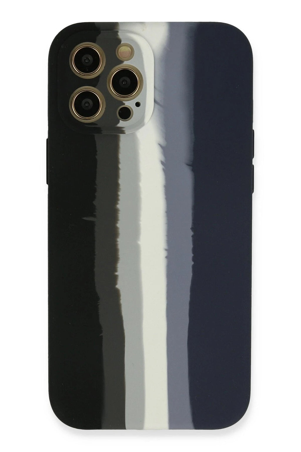 Mey İthalat® iPhone 12 Pro Kılıf Ebruli Lansman Silikon - Siyah-Lacivert