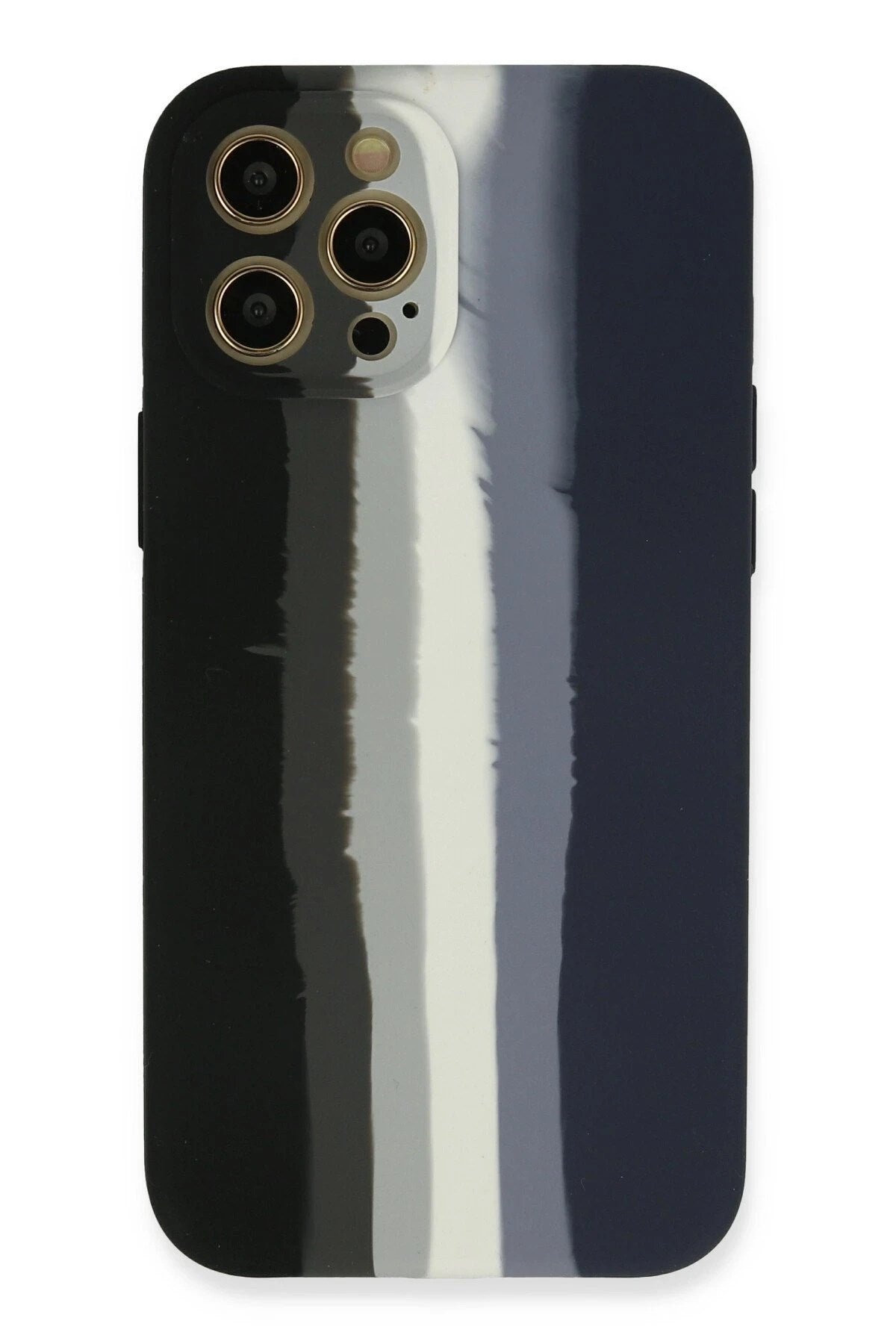 Mey İthalat® iPhone 12 Pro Kılıf Ebruli Lansman Silikon - Siyah-Lacivert