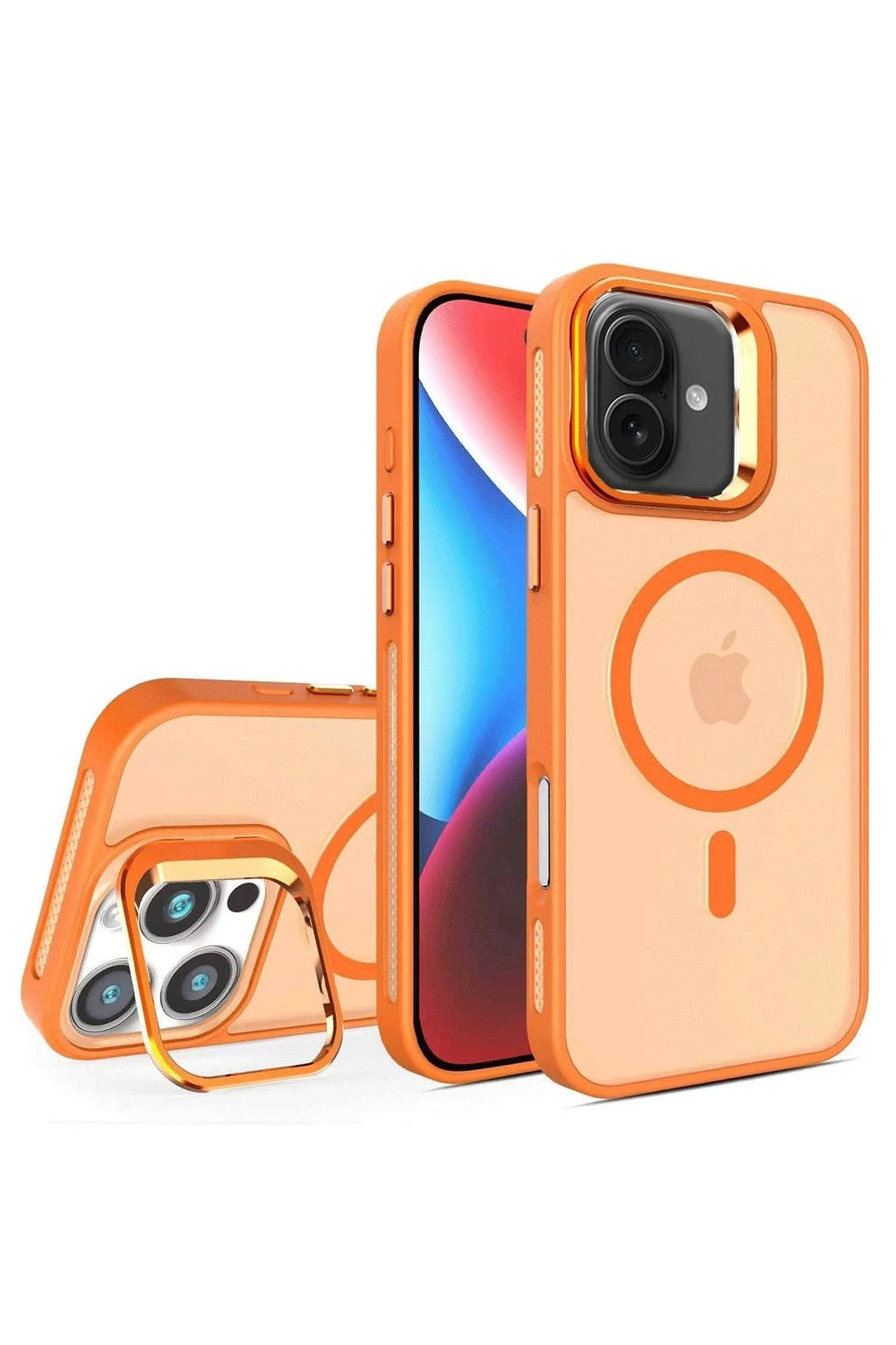 Mey İthalat® iPhone 16 Flet Lens Magsafe Kapak - Turuncu
