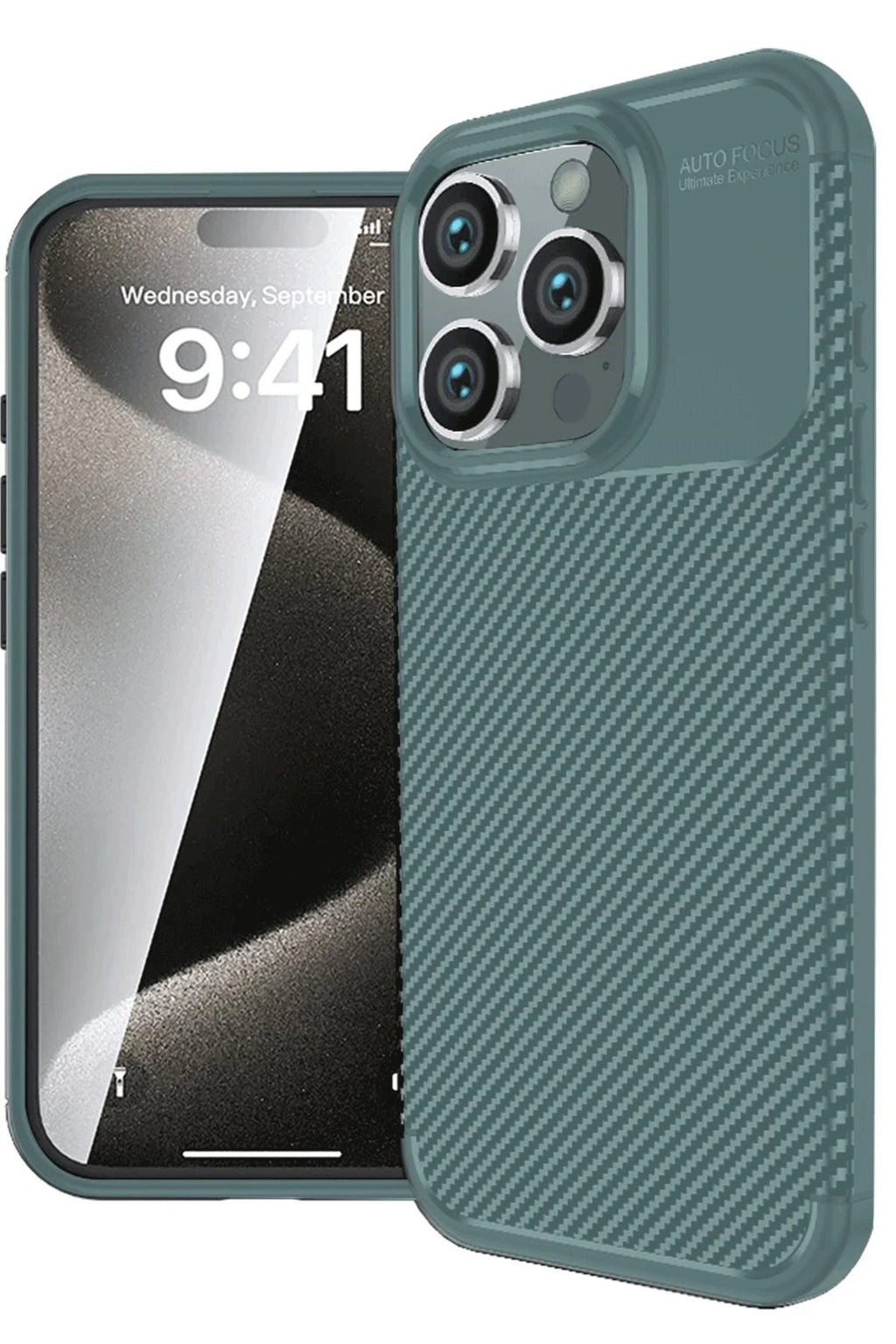 Mey İthalat® iPhone 16 Pro Kılıf Auto Focus Karbon Kapak - Koyu Yeşil