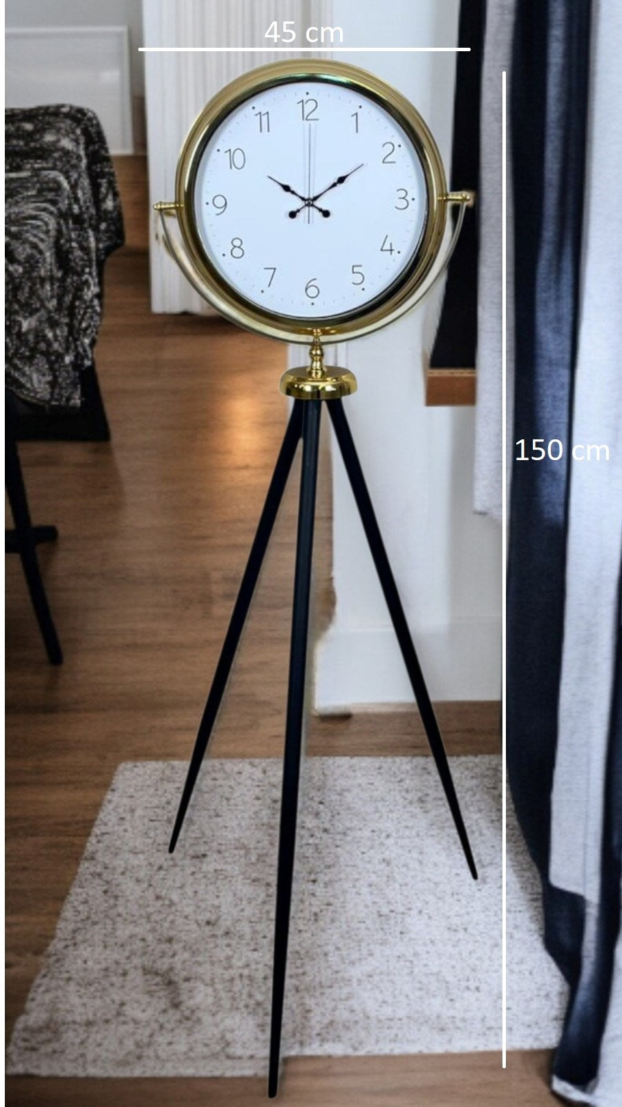 Gold Premium Dekoratif Tripod Ayaklı Saat
