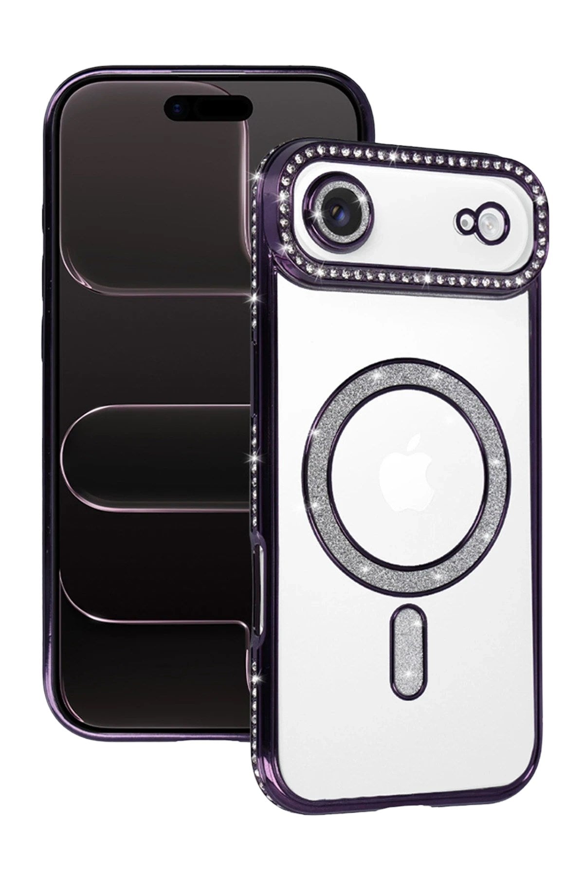 Mey İthalat® iPhone 17 Air Joke Simli Magneticsafe Kılıf - Derin Mor