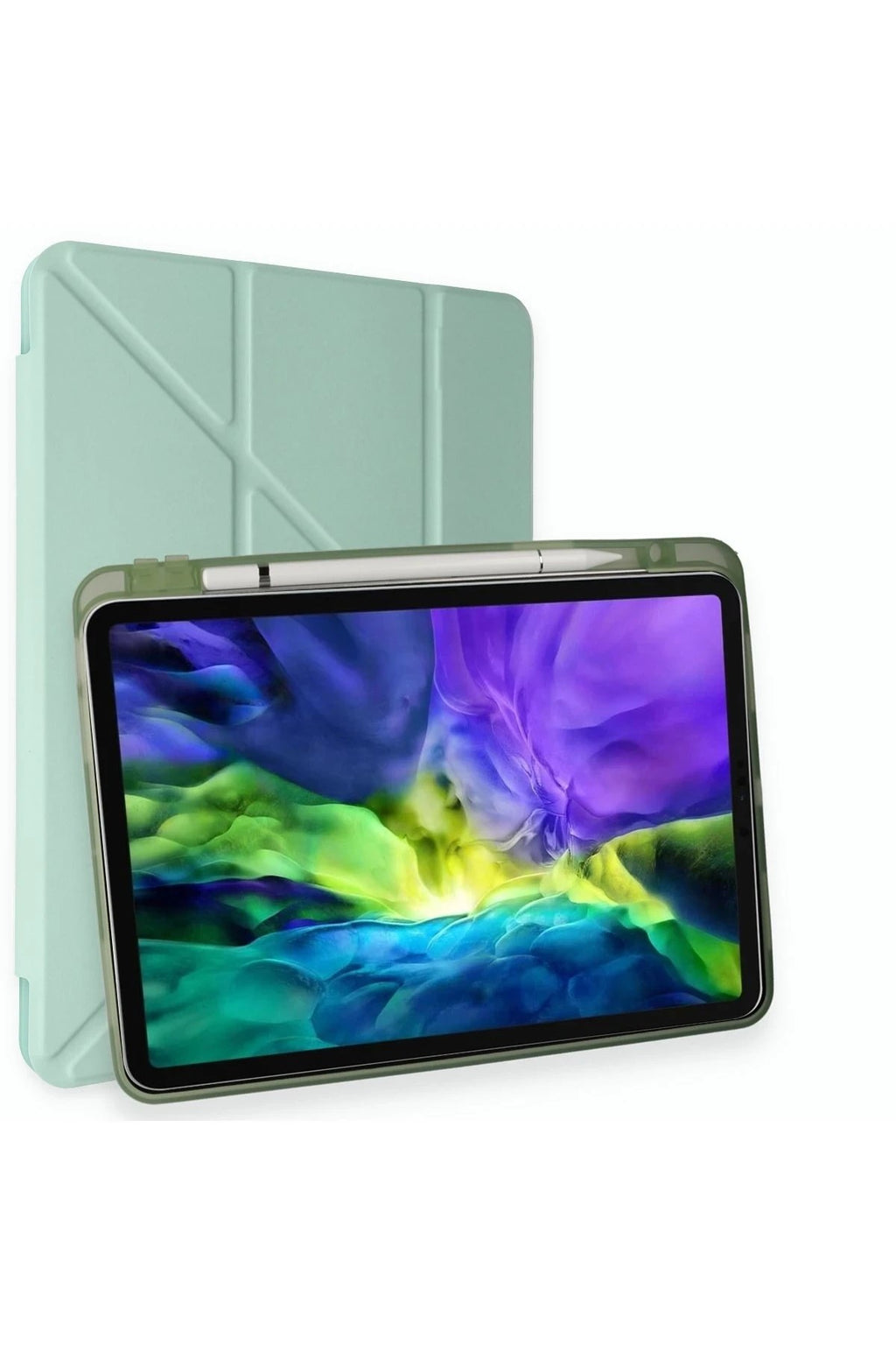 Mey İthalat® iPad Pro 11 (2024) Kılıf Kalemlikli Mars Tablet Kılıfı - Açık Yeşil