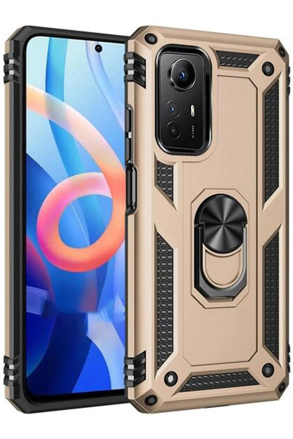 Mey İthalat® Redmi Note 12S Kılıf Sofya Yüzüklü Silikon Kapak - Gold