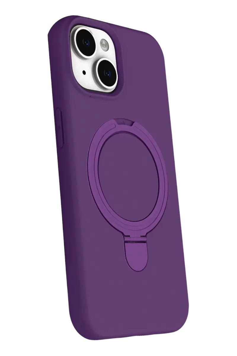 Mey İthalat® iPhone 15 Regal Magsafe Standlı Kapak - Derin Mor
