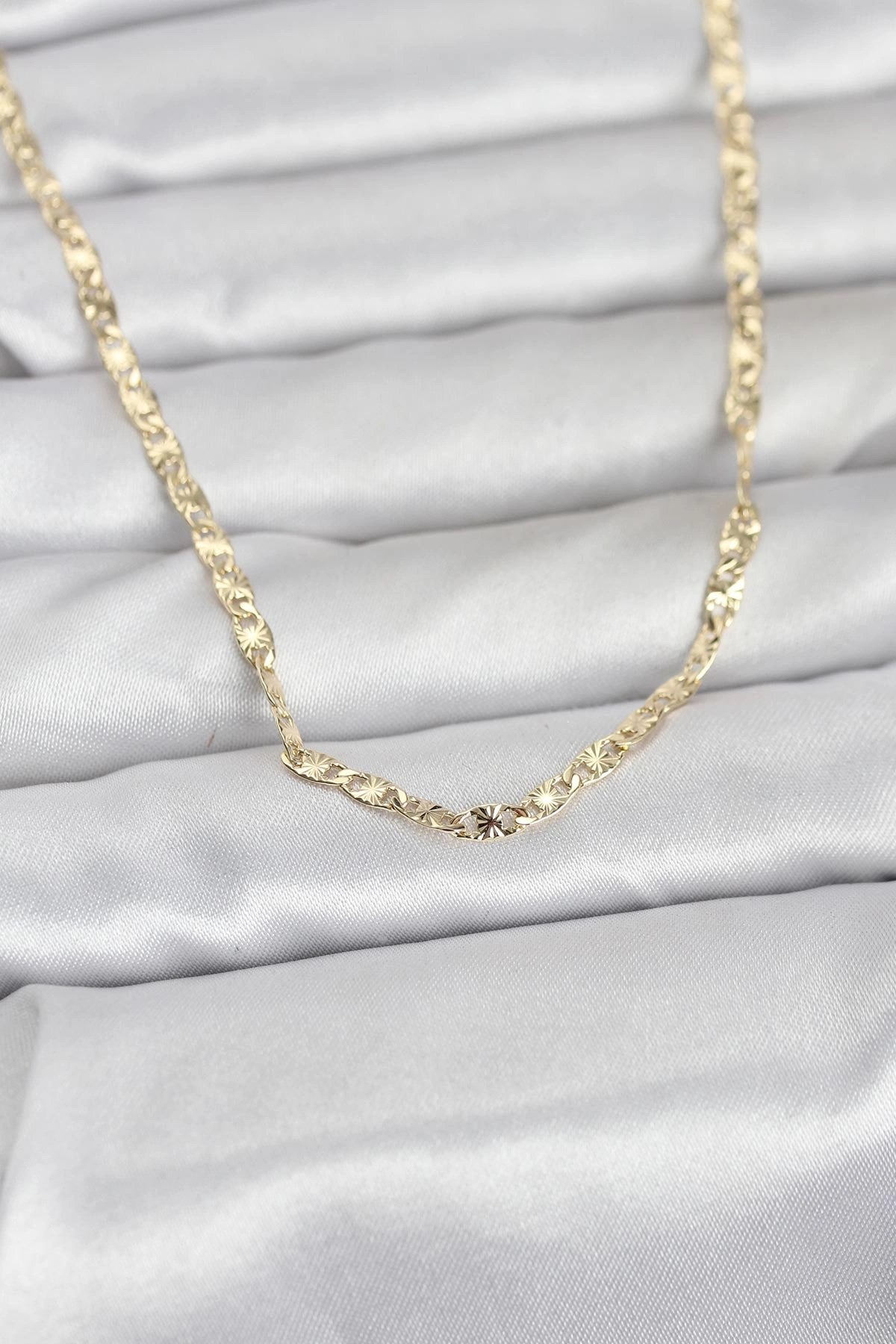 Mey İthalat® CM 14K Gold Renk Lazer Zincirli Model 60 cm Kadın Kolye