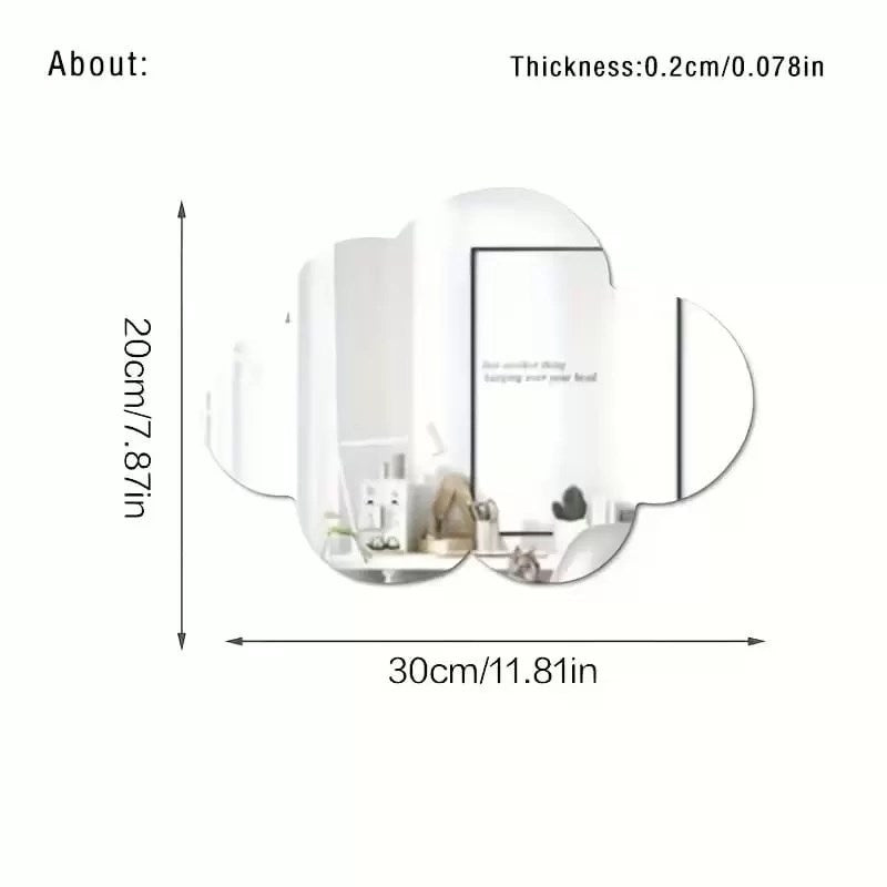 Mey İthalat® 30x20 cm Bulut Formlu Kırılmaz Pleksi Duvar Aynası - Çocuk Odası Güvenli Ayna