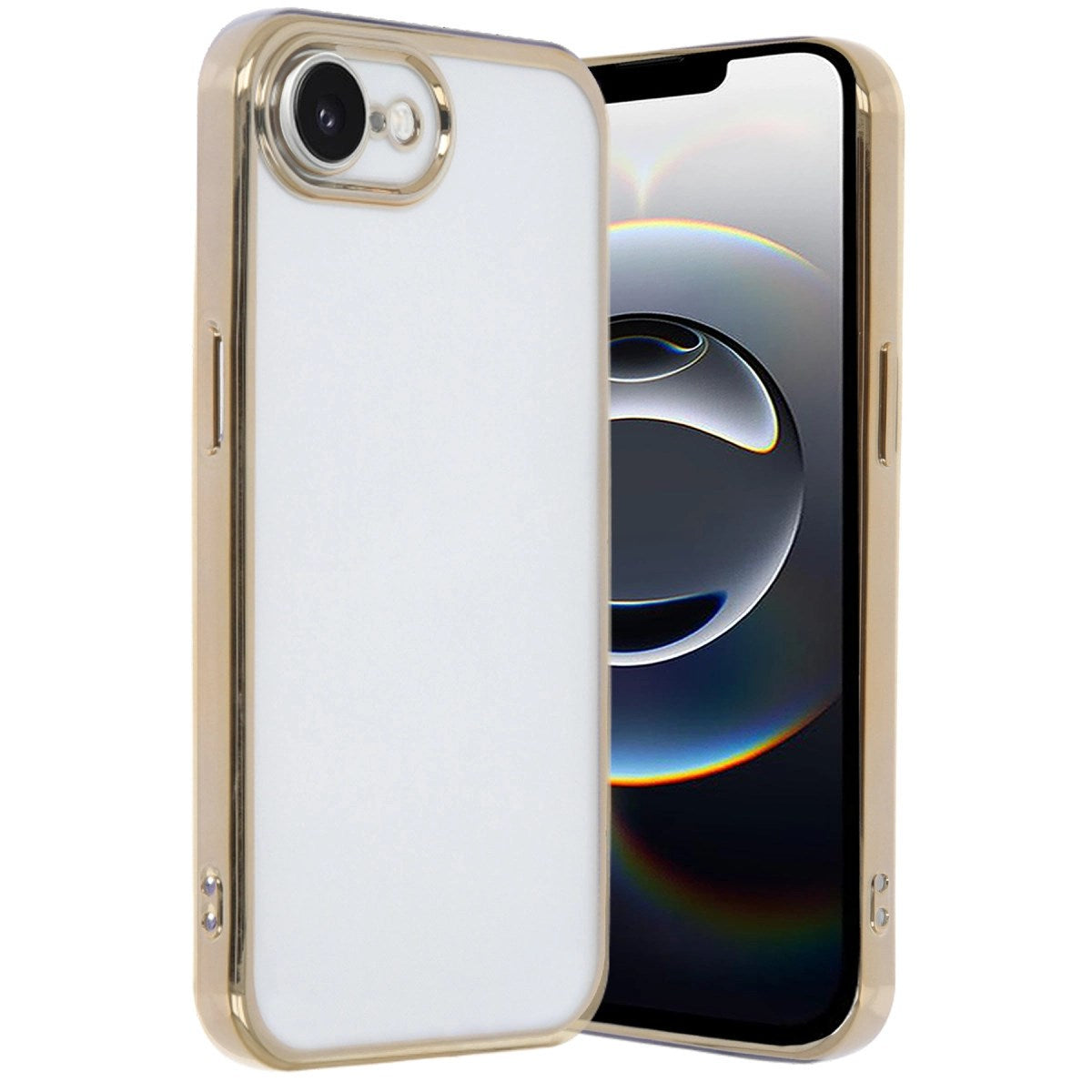 Mey İthalat® iPhone 16E Kılıf Lensli Silikon - Gold