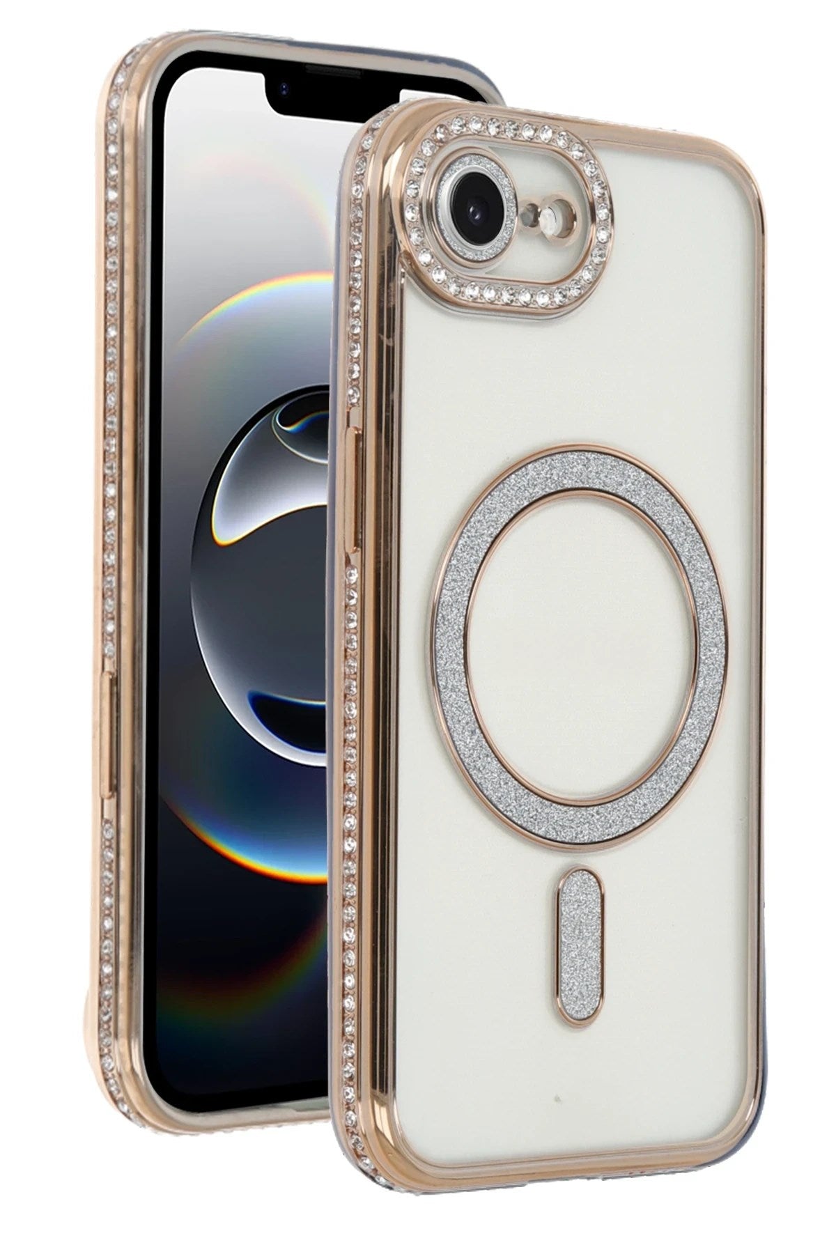 Mey İthalat® iPhone 16E Joke Simli Magneticsafe Kılıf - Gold
