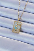 Mey İthalat® 316L Çelik Zincir Altın Renk Mavi Mineli Tarot Kolye