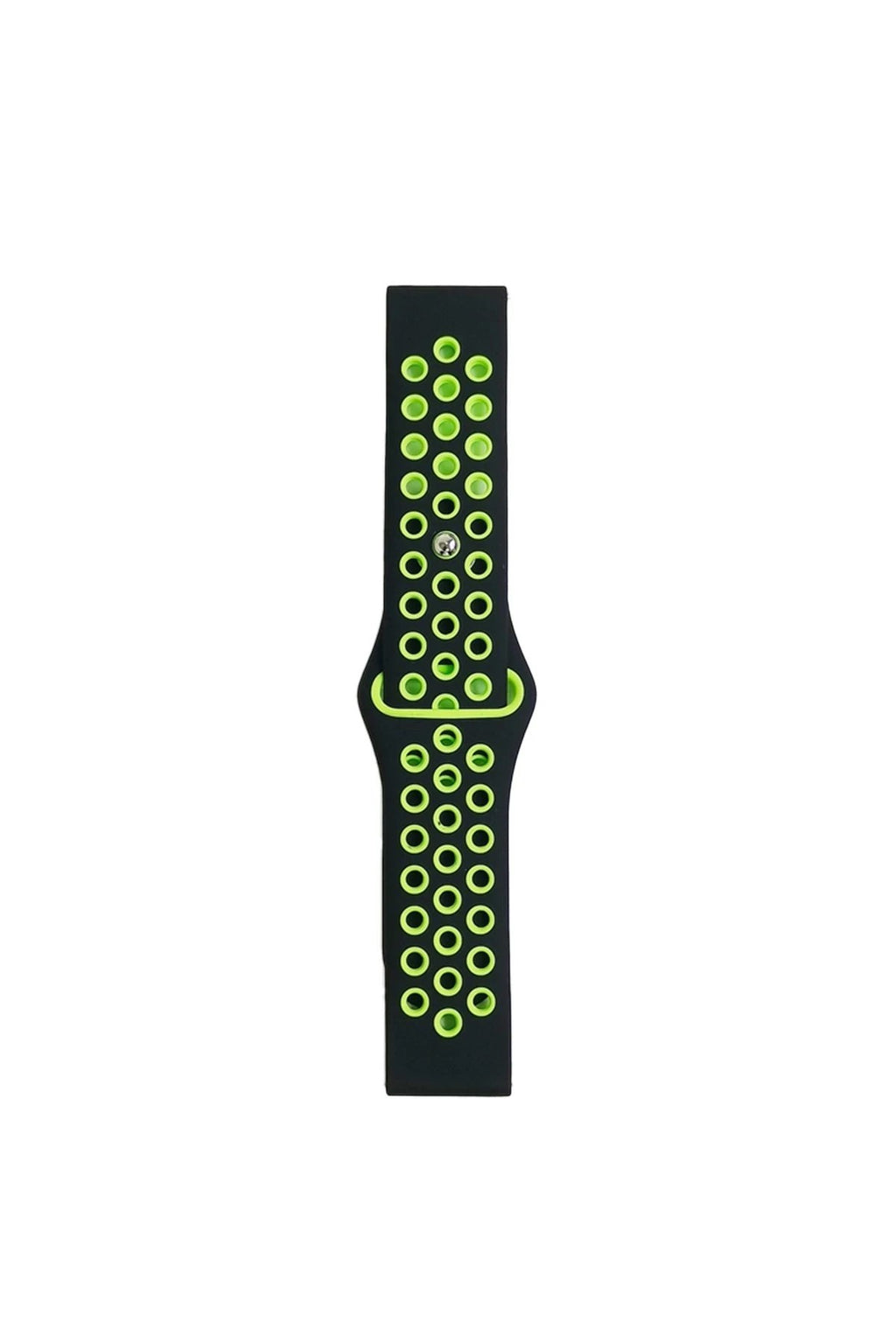 Mey İthalat® Watch 20mm Spor Delikli Kordon - Siyah-Yeşil