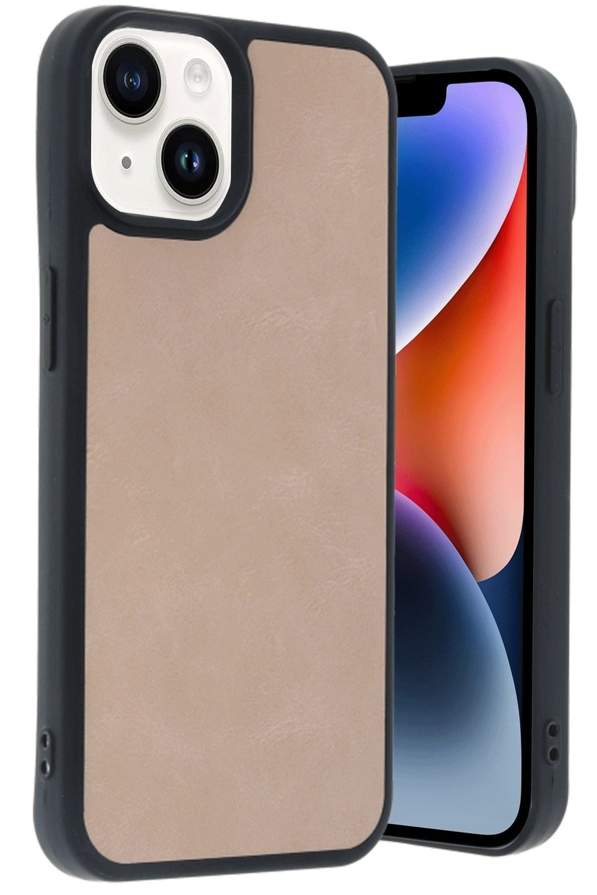 Mey İthalat® iPhone 14 Kılıf Aras Deri Kapak - Pudra