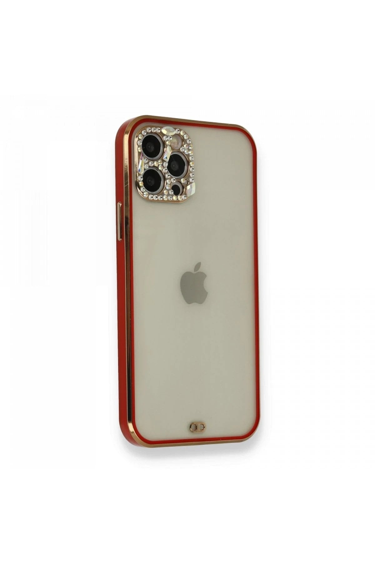 Mey İthalat® iPhone 12 Pro Kılıf Liva Taşlı Silikon - Kırmızı