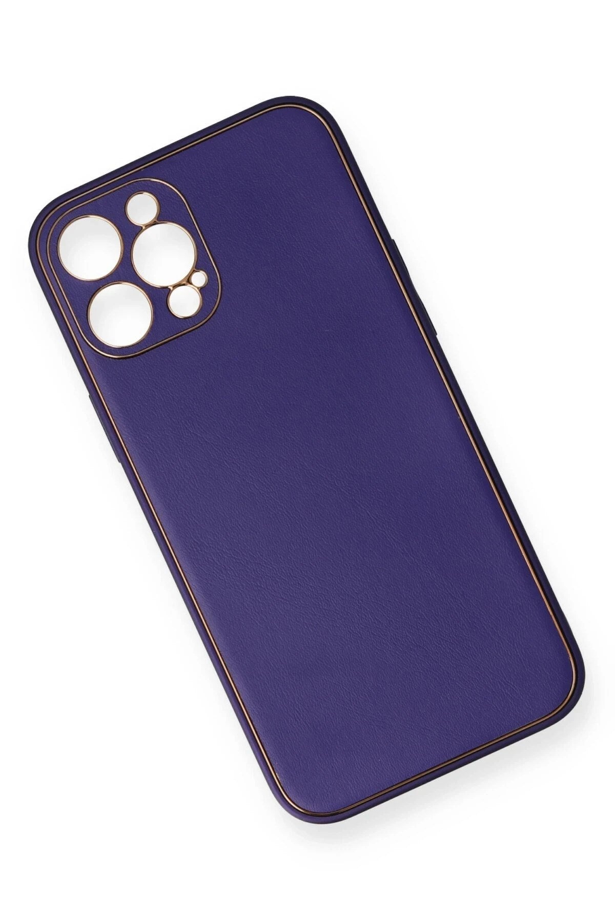 Mey İthalat® iPhone 12 Pro Kılıf Coco Deri Silikon Kapak - Mor