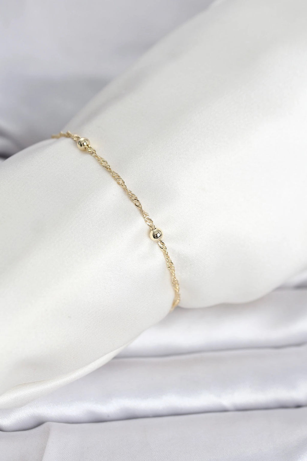 Mey İthalat® CM 14K Gold Renk Burgu Topçuk Model Kadın Bileklik