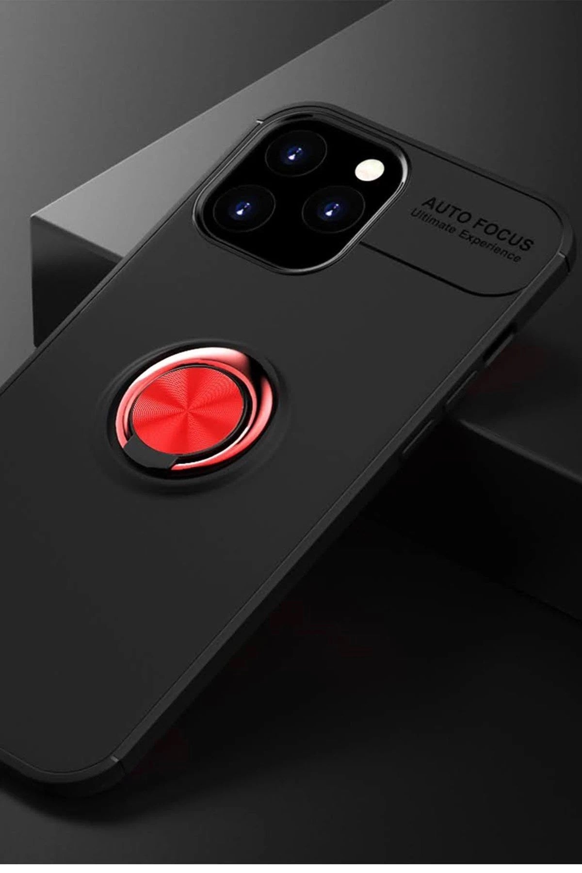Mey İthalat® iPhone 12 Pro Max Kılıf Range Yüzüklü Silikon - Siyah-Kırmızı