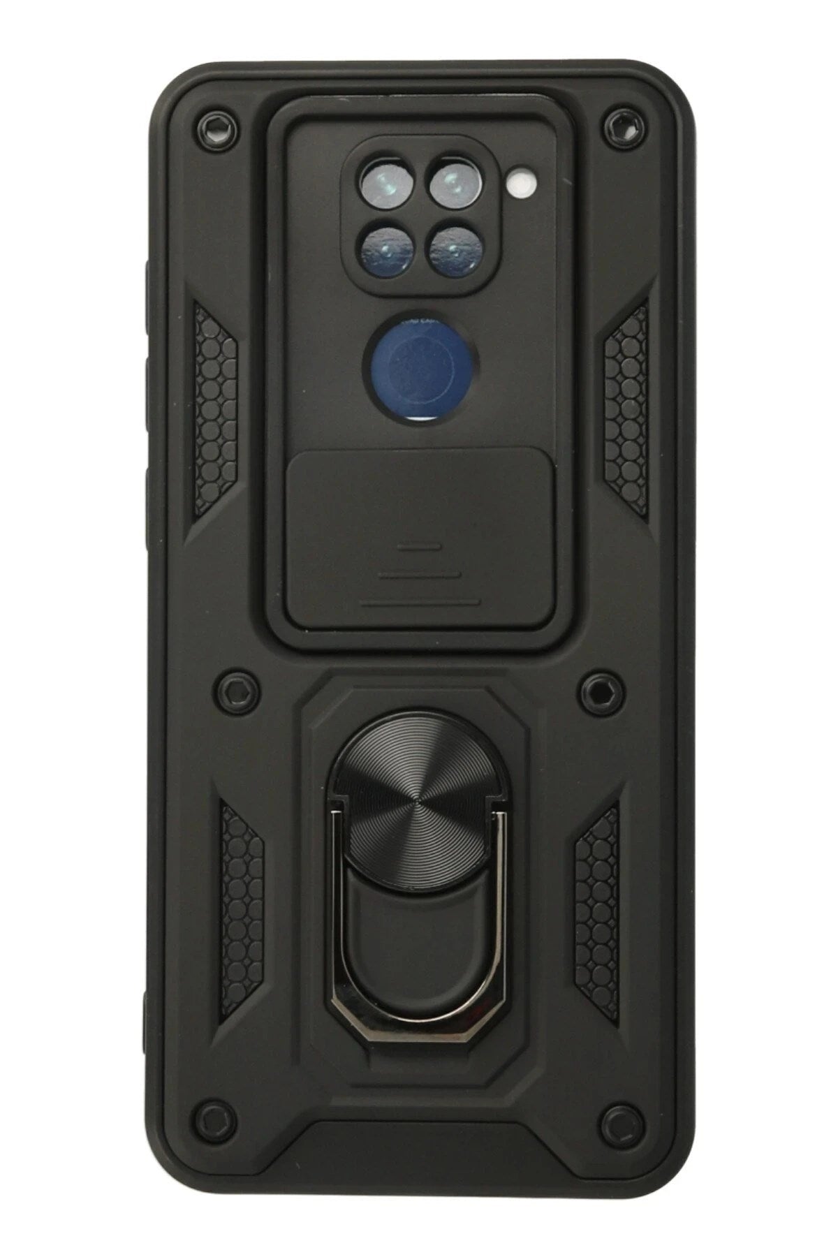 Mey İthalat® Redmi Note 9 Kılıf Pars Lens Yüzüklü Silikon - Siyah
