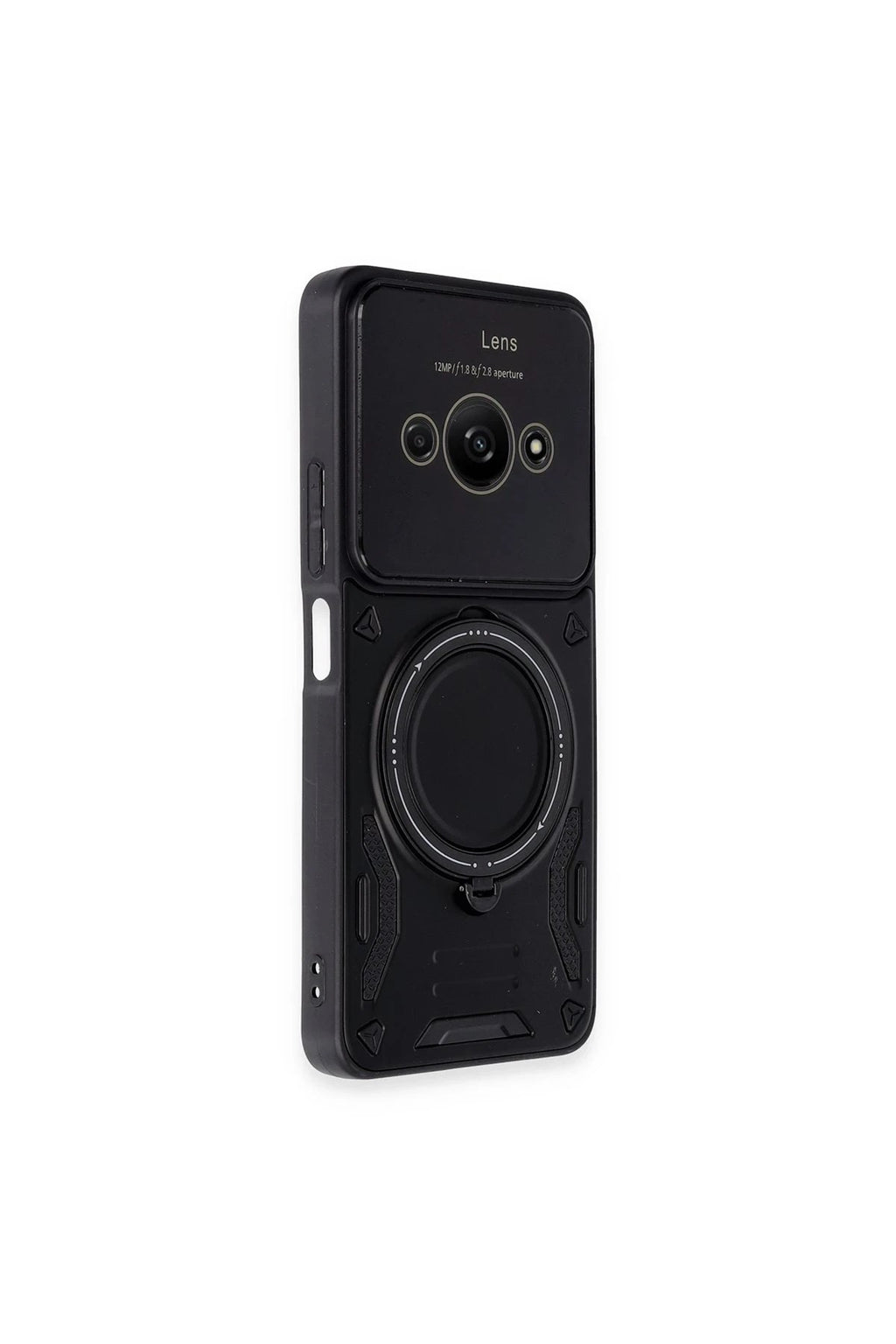 Mey İthalat® Poco C61 Kılıf Joy Lens Standlı Kapak - Siyah