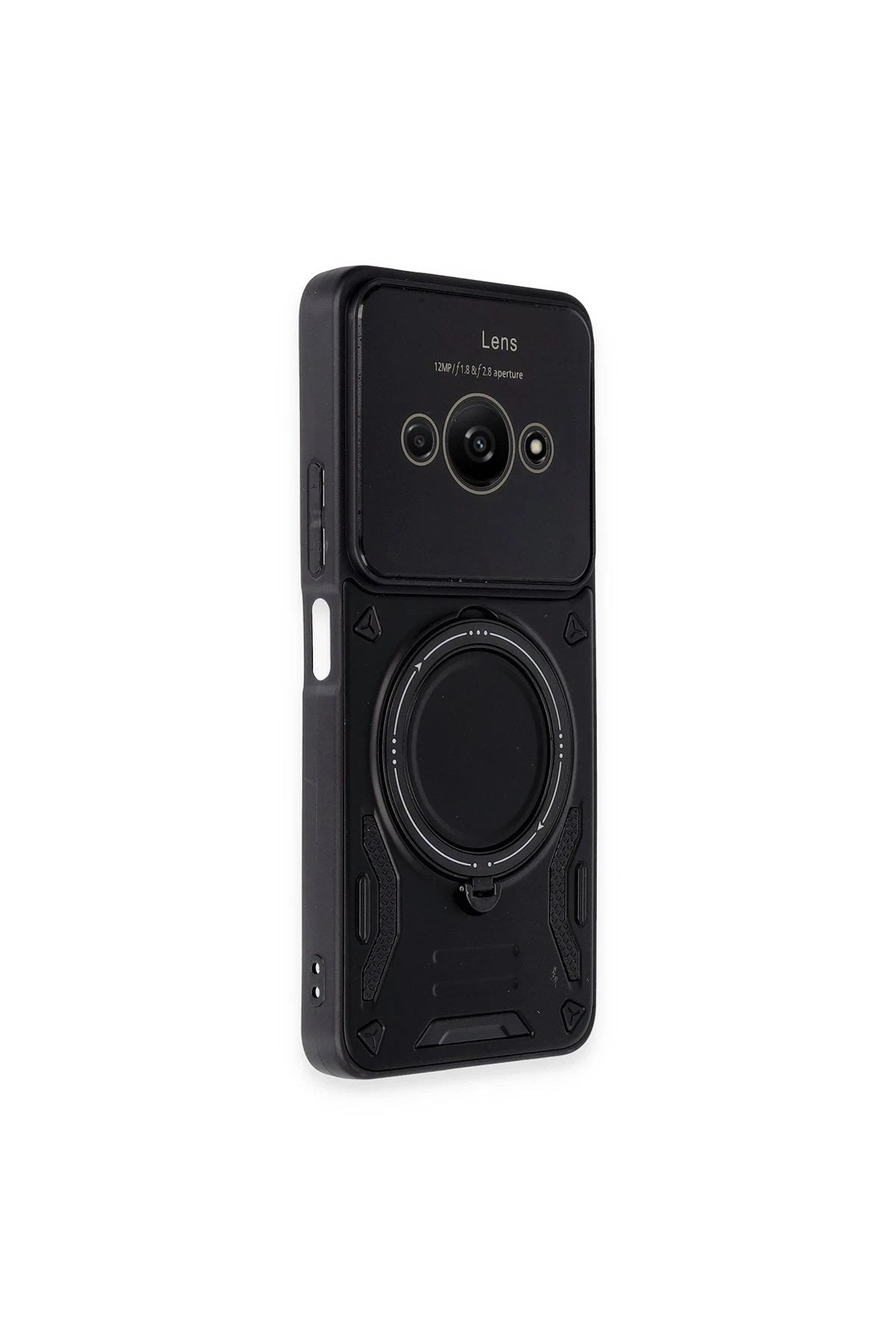 Mey İthalat® Poco C61 Kılıf Joy Lens Standlı Kapak - Siyah