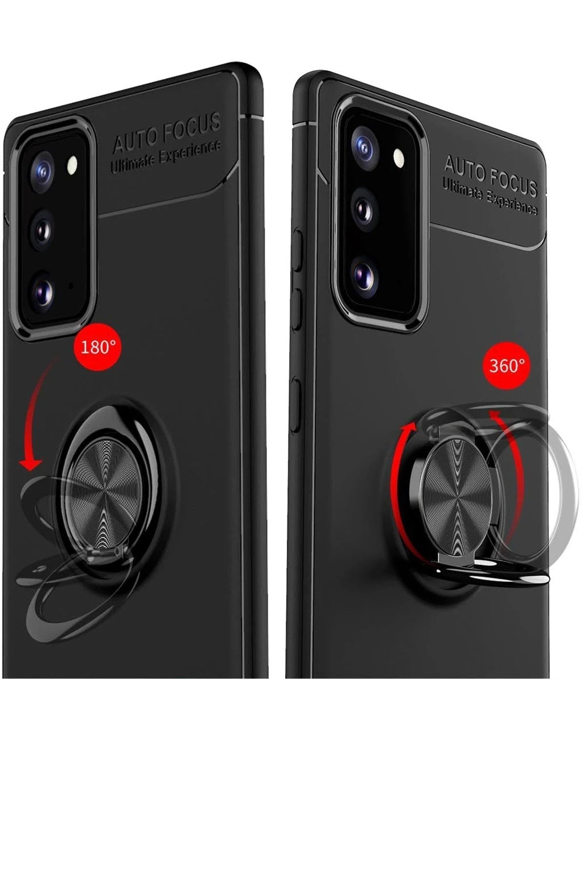 Mey İthalat® Samsung Galaxy Note 20 Kılıf Range Yüzüklü Silikon - Kırmızı