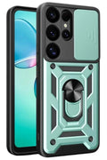 Mey İthalat® Samsung Galaxy S25 Ultra Kılıf Pars Lens Yüzüklü Silikon - Yeşil