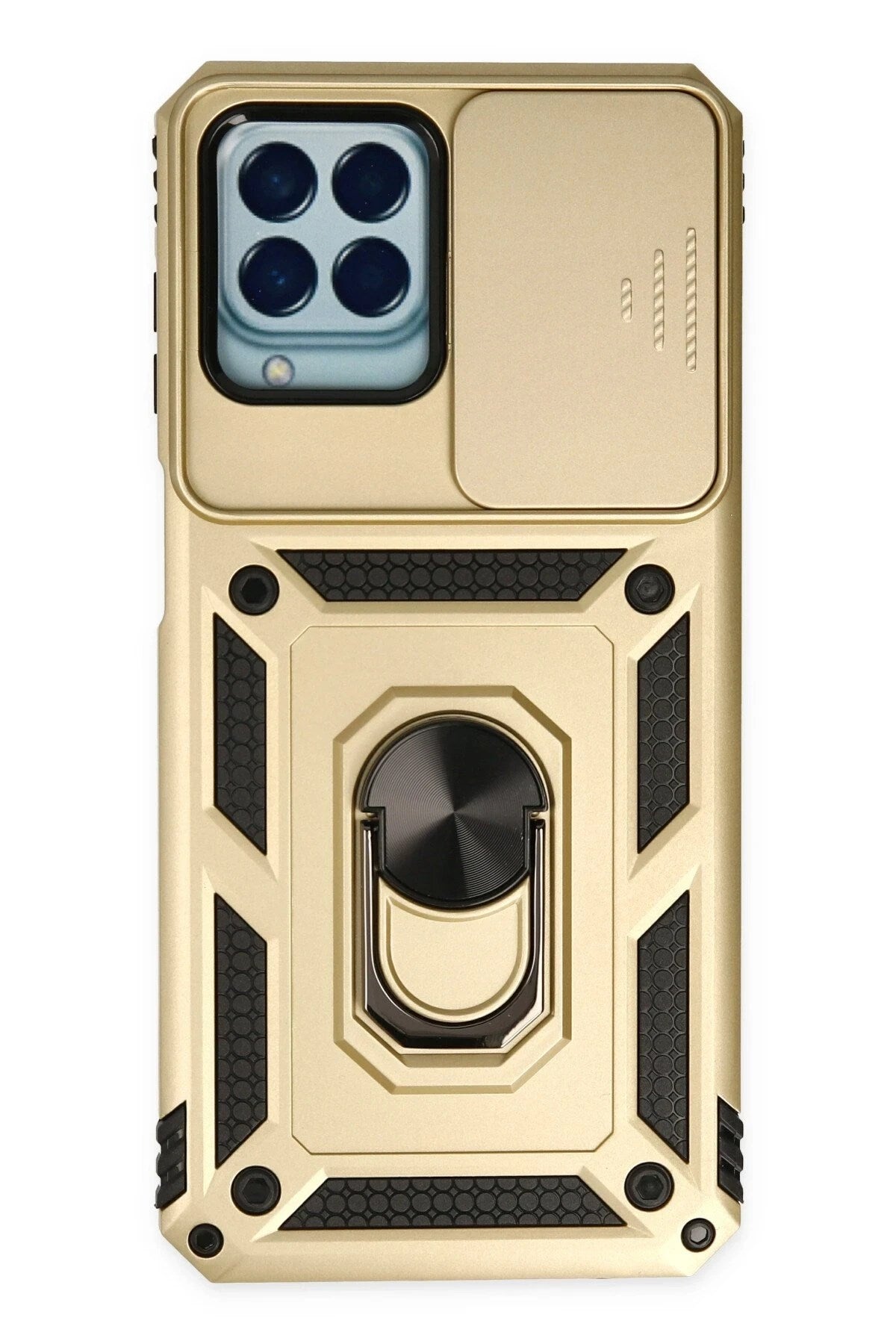 Mey İthalat® Samsung Galaxy M33 Kılıf Pars Lens Yüzüklü Silikon - Gold