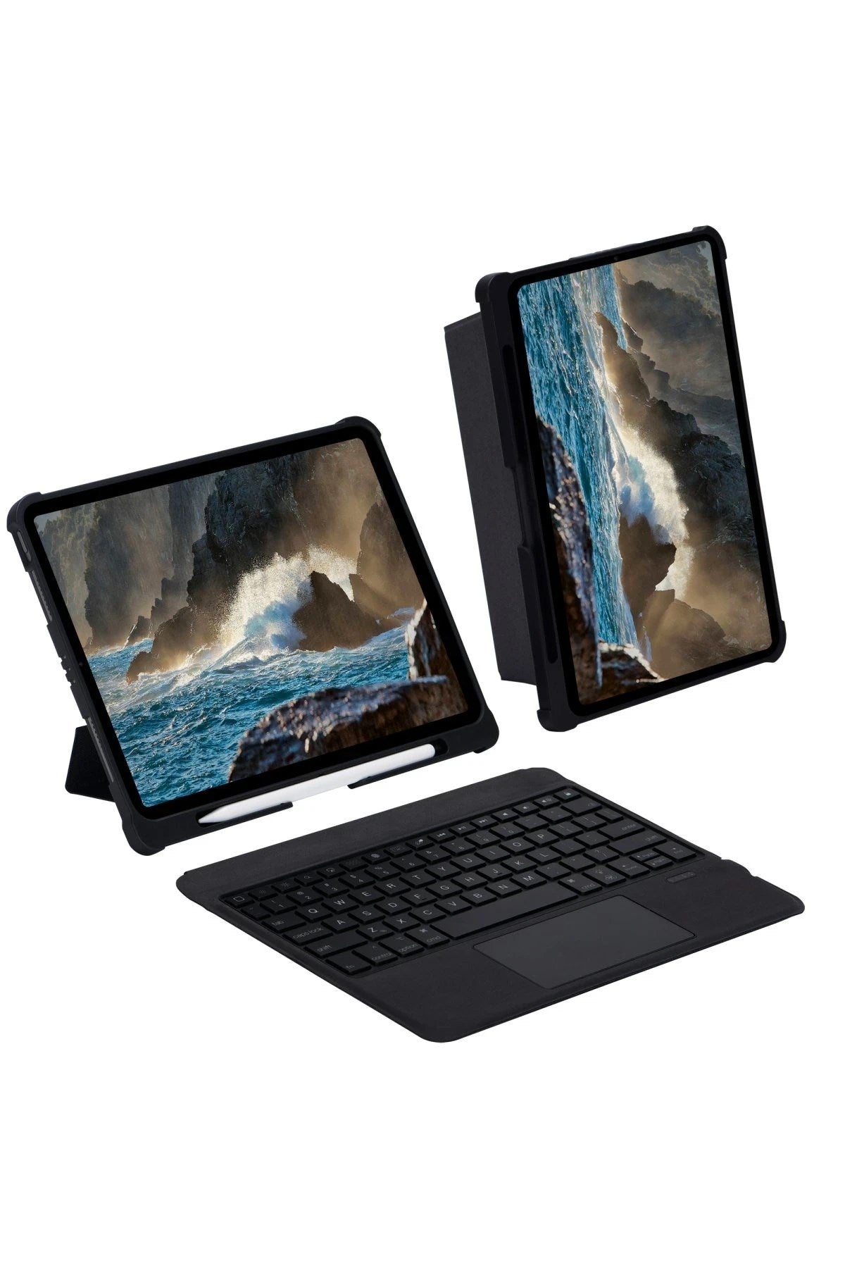 Mey İthalat® T5209D iPad Pro 12.9 (2021) Kılıf İnter Ledli Klavyeli Tablet Kılıfı - Siyah