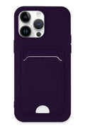 Mey İthalat® iPhone 14 Pro Kılıf Kelvin Kartvizitli Silikon - Derin Mor