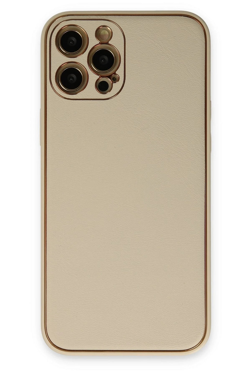 Mey İthalat® iPhone 12 Pro Kılıf Coco Deri Silikon Kapak - Gold