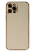 Mey İthalat® iPhone 12 Pro Kılıf Coco Deri Silikon Kapak - Gold