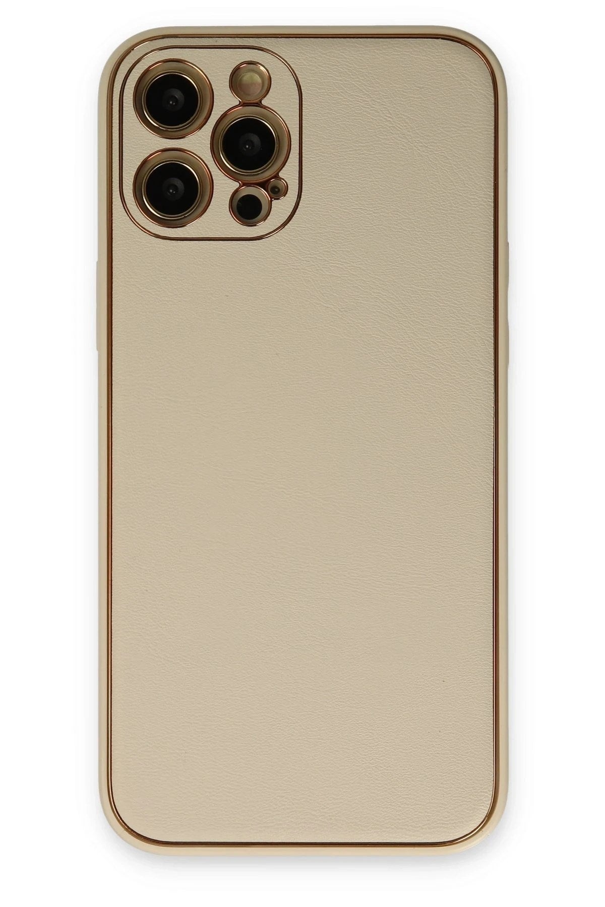 Mey İthalat® iPhone 12 Pro Kılıf Coco Deri Silikon Kapak - Gold