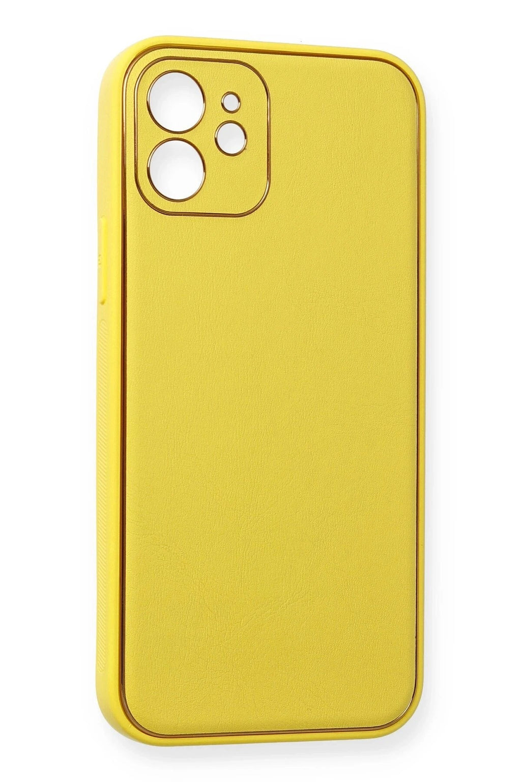 Mey İthalat® iPhone 12 Kılıf Coco Deri Silikon Kapak - Sarı