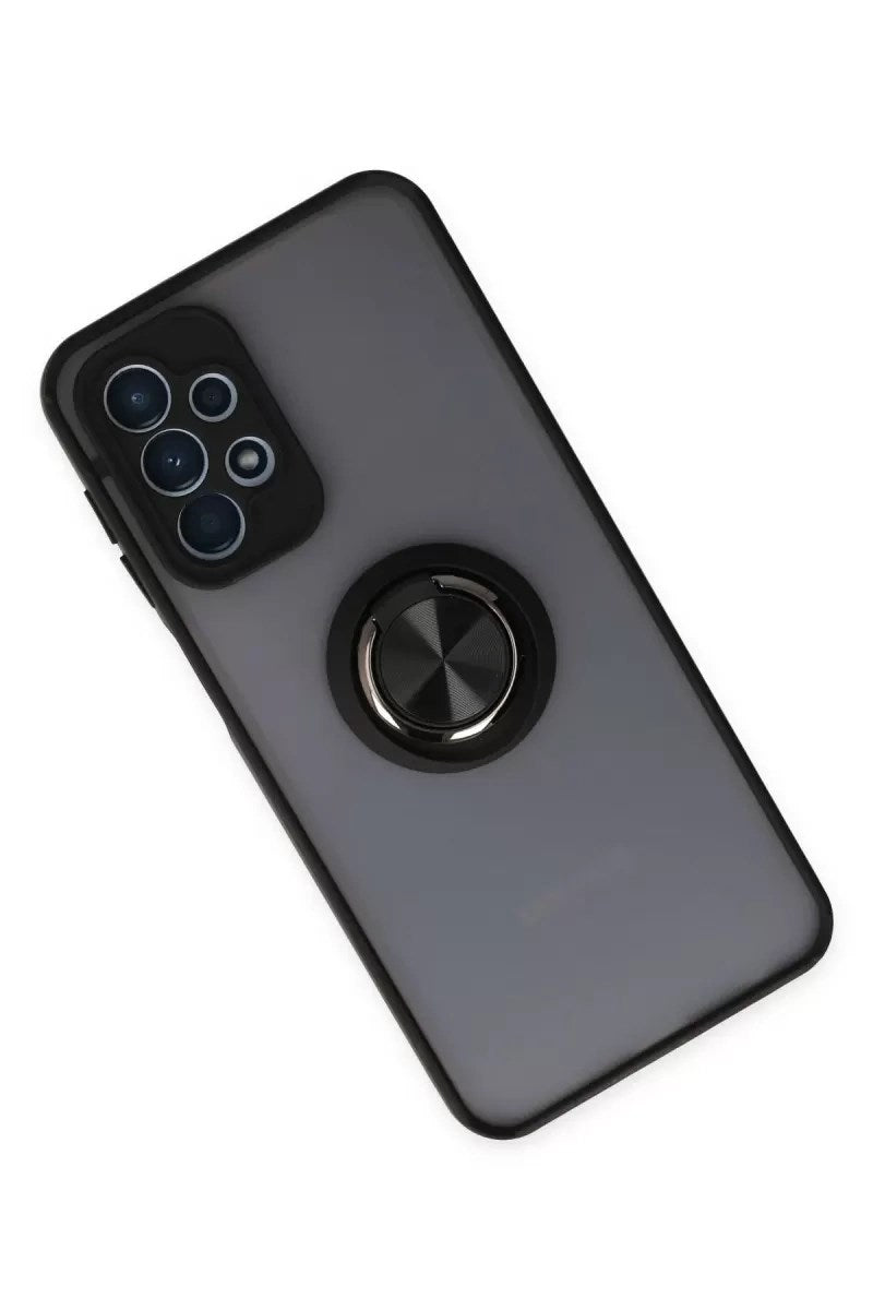 Mey İthalat® Samsung Galaxy A23 4G Kılıf Montreal Yüzüklü Silikon Kapak - Siyah