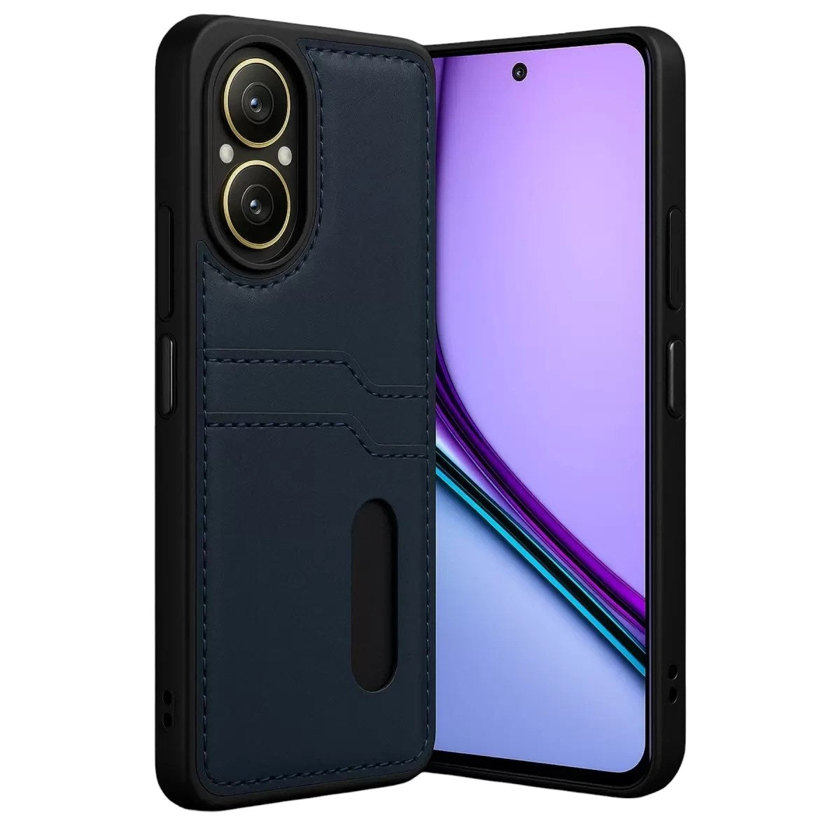 Mey İthalat® Realme 12 Lite Kılıf Sara Kartvizitli Deri Kılıf - Lacivert