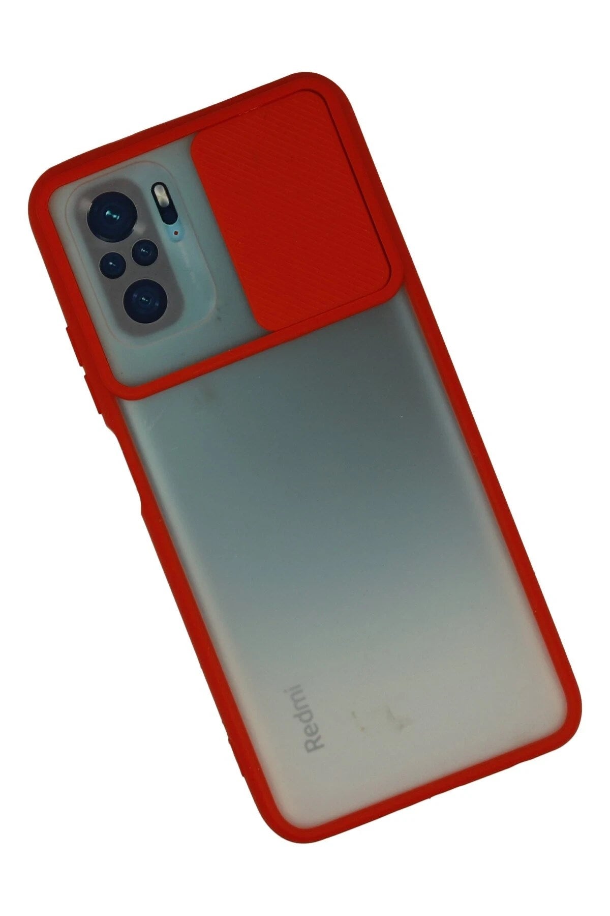 Mey İthalat® Redmi Note 10 Kılıf Palm Buzlu Kamera Sürgülü Silikon - Kırmızı