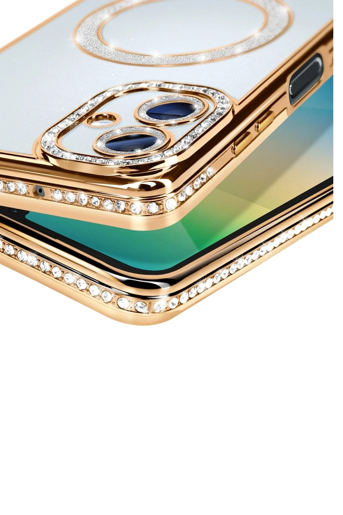 Mey İthalat® Samsung Galaxy A06 Joke Simli Magneticsafe Kılıf - Gold