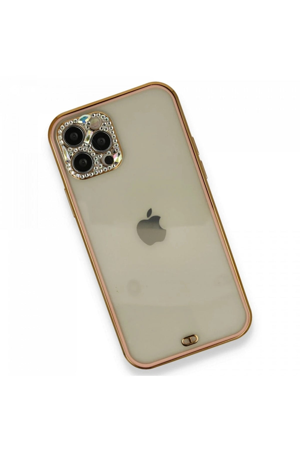 Mey İthalat® iPhone 12 Pro Kılıf Liva Taşlı Silikon - Pembe