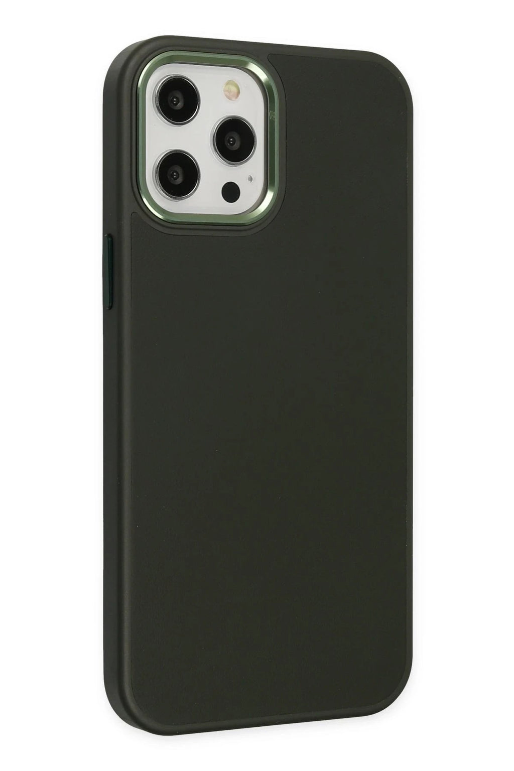 Mey İthalat® iPhone 12 Pro Max Kılıf Asya Deri Silikon - Koyu Yeşil