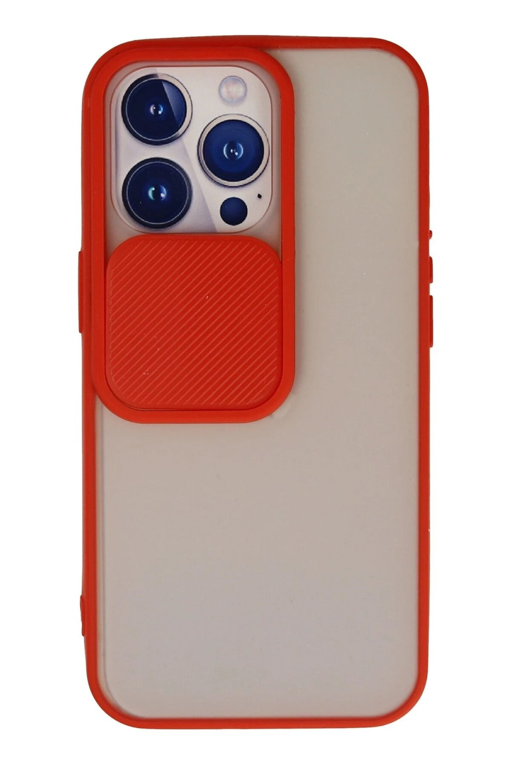 Mey İthalat® iPhone 13 Pro Kılıf Palm Buzlu Kamera Sürgülü Silikon - Kırmızı