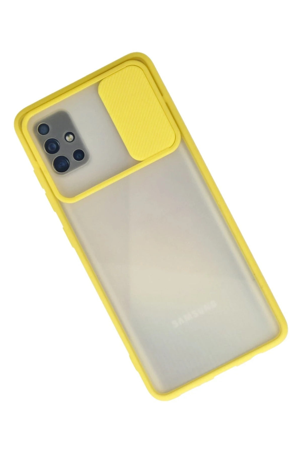 Mey İthalat® Samsung Galaxy A71 Kılıf Palm Buzlu Kamera Sürgülü Silikon - Sarı