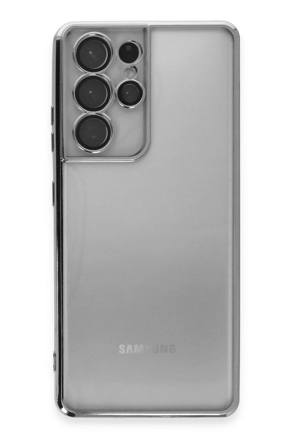 Mey İthalat® Samsung Galaxy S21 Ultra Kılıf Lensli Silikon - Gümüş