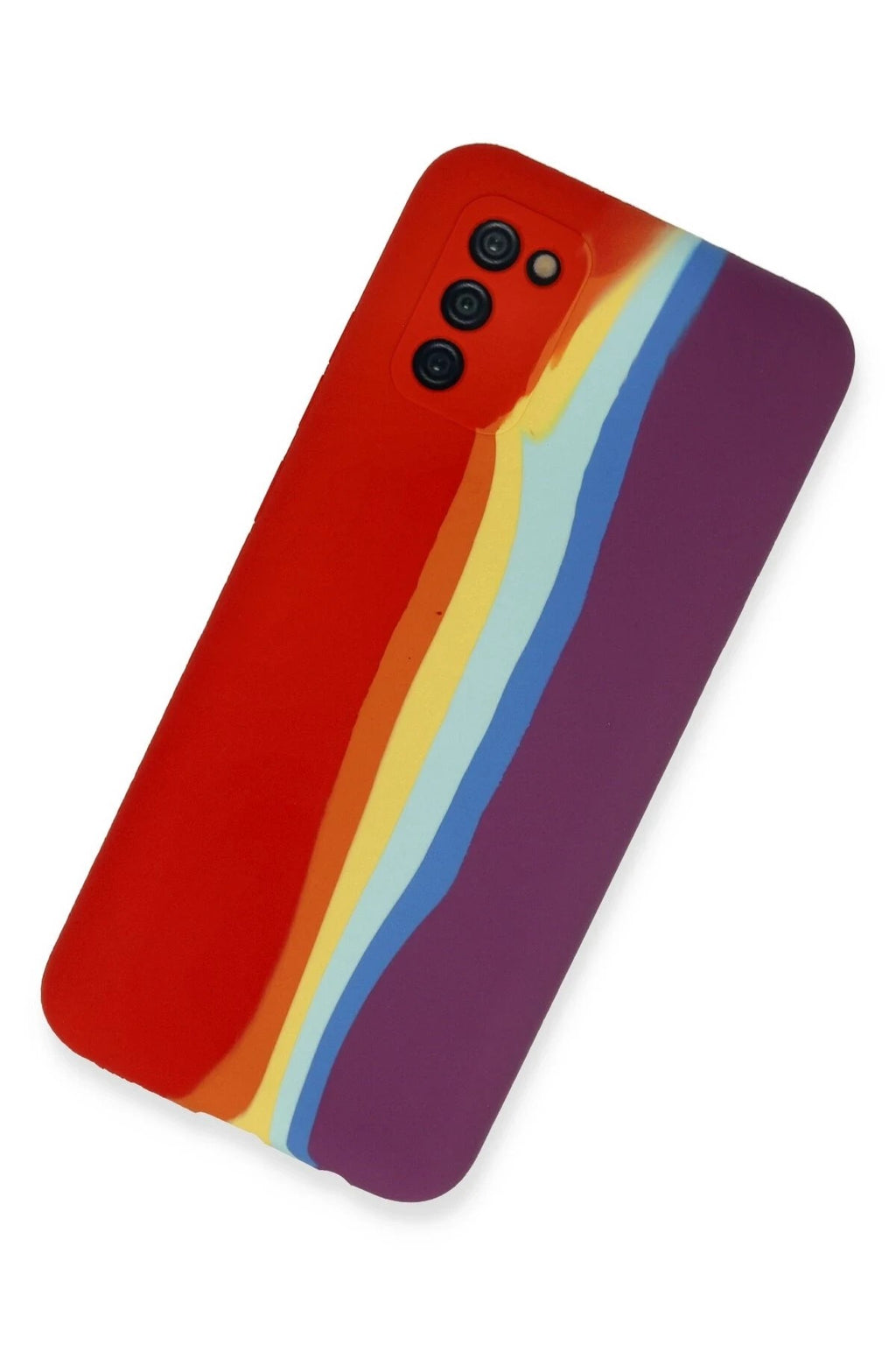 Mey İthalat® Samsung Galaxy A03S Kılıf Ebruli Lansman Silikon - Kırmızı-Mor