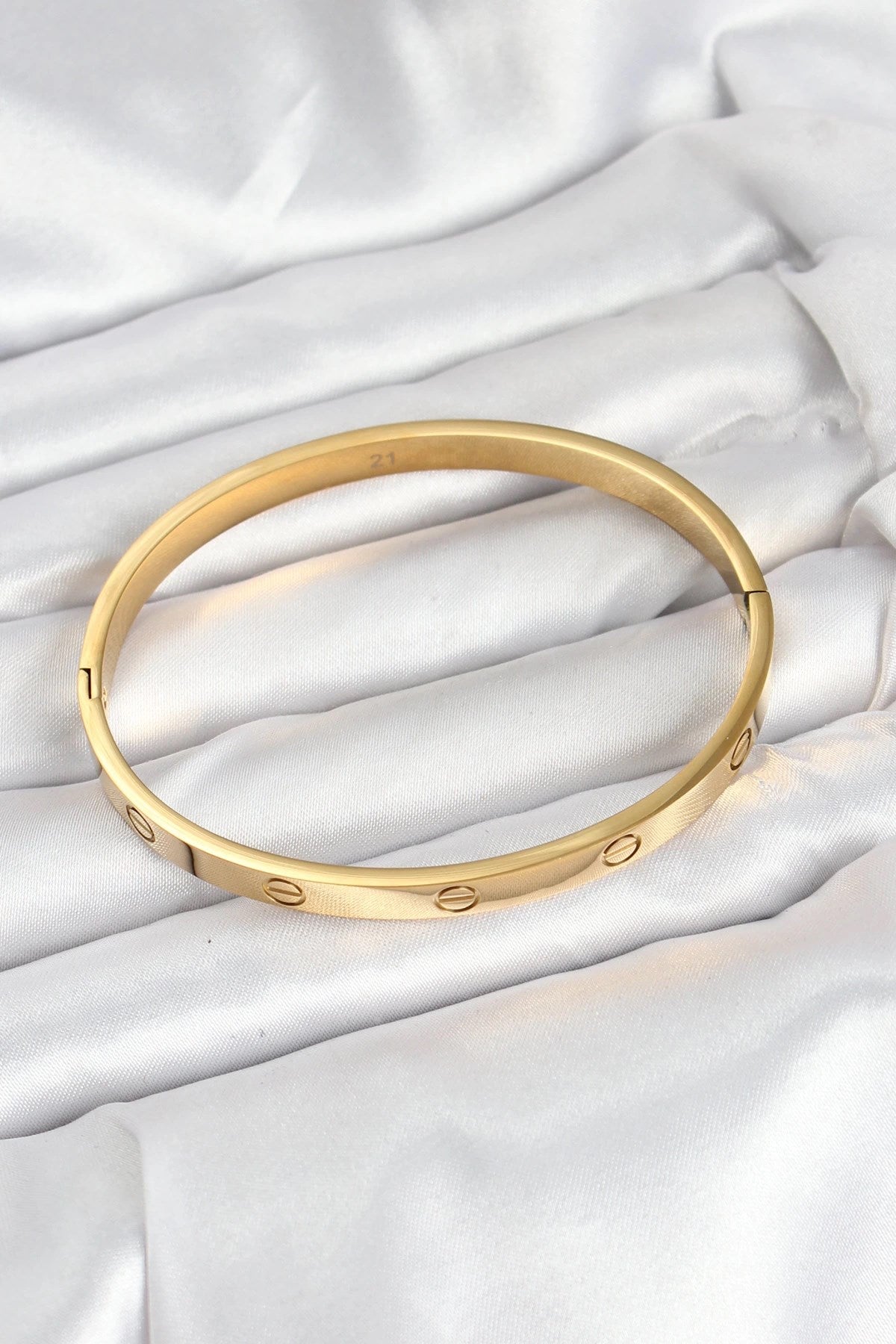 Mey İthalat® 316L Çelik Gold Renk 65 mm Kadın Kelepçe Bileklik