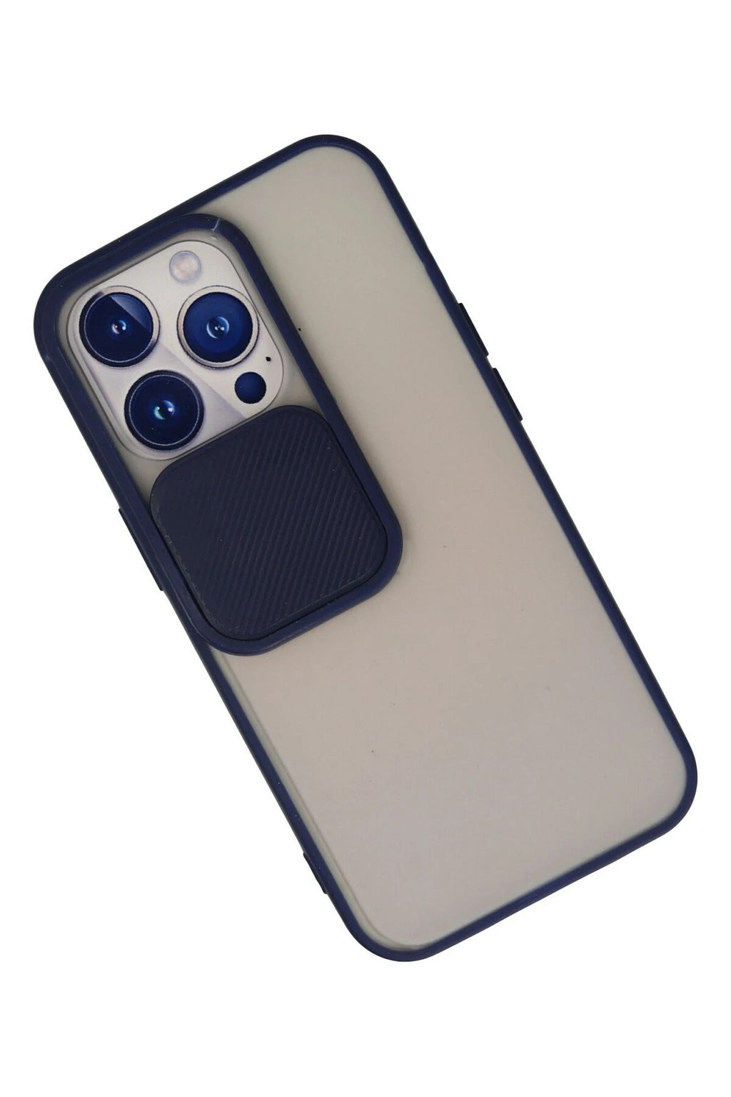 Mey İthalat® iPhone 13 Pro Kılıf Palm Buzlu Kamera Sürgülü Silikon - Lacivert