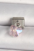 Mey İthalat® 316L Çelik Gümüş Renk Pembe Zirkon Taşlı Kelebek Model Nomination Charm