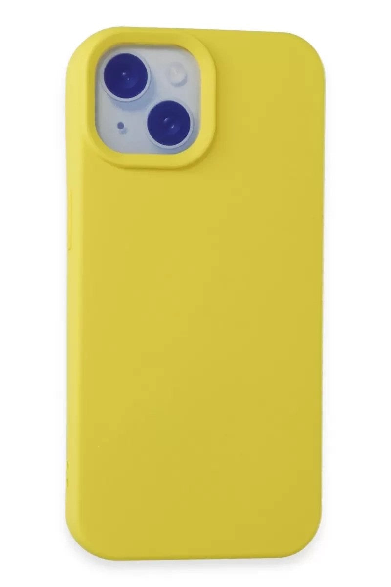 Mey İthalat® iPhone 15 Kılıf Nano içi Kadife Silikon - Sarı